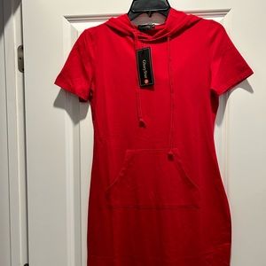 Glory star jersey knit hooded dress.